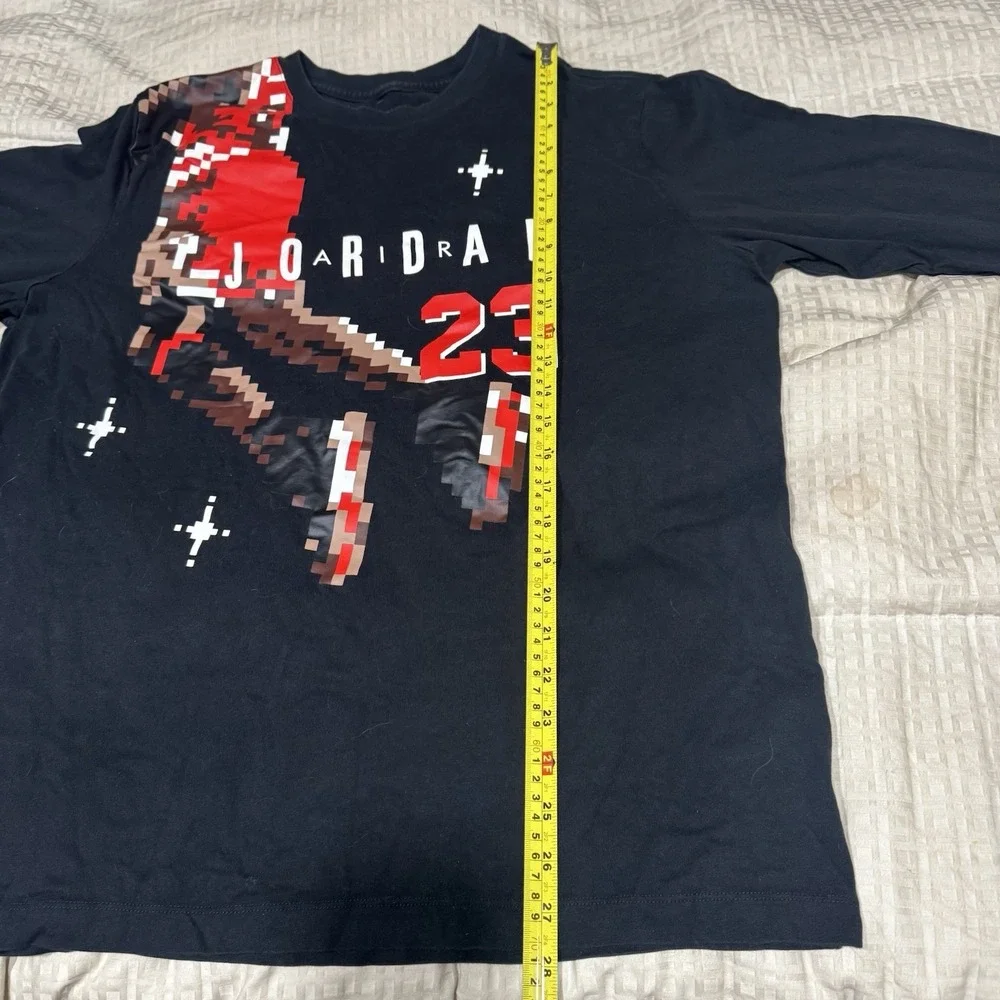 Nike Michael Jordan Long Sleeve Pixelated Graphic Shirt T-Shirt Mens XL